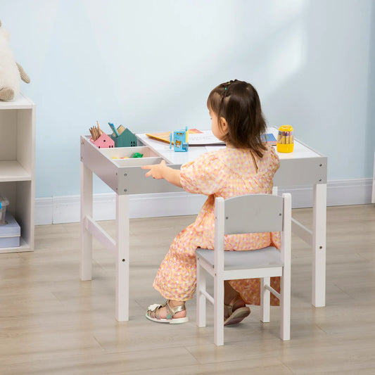 Kids Lego Table with Storage, 2PCs Toddler Activity Furniture, Grey Kids Table Sets White, Grey at Gallery Canada