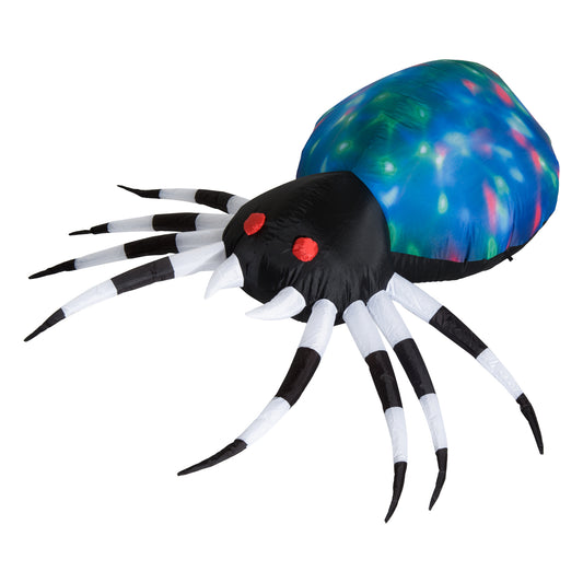 5Ft Long Halloween Giant Scary Spider LED Lighted Airblown Inflatable Lawn Decoration Holiday Season Garden Decor