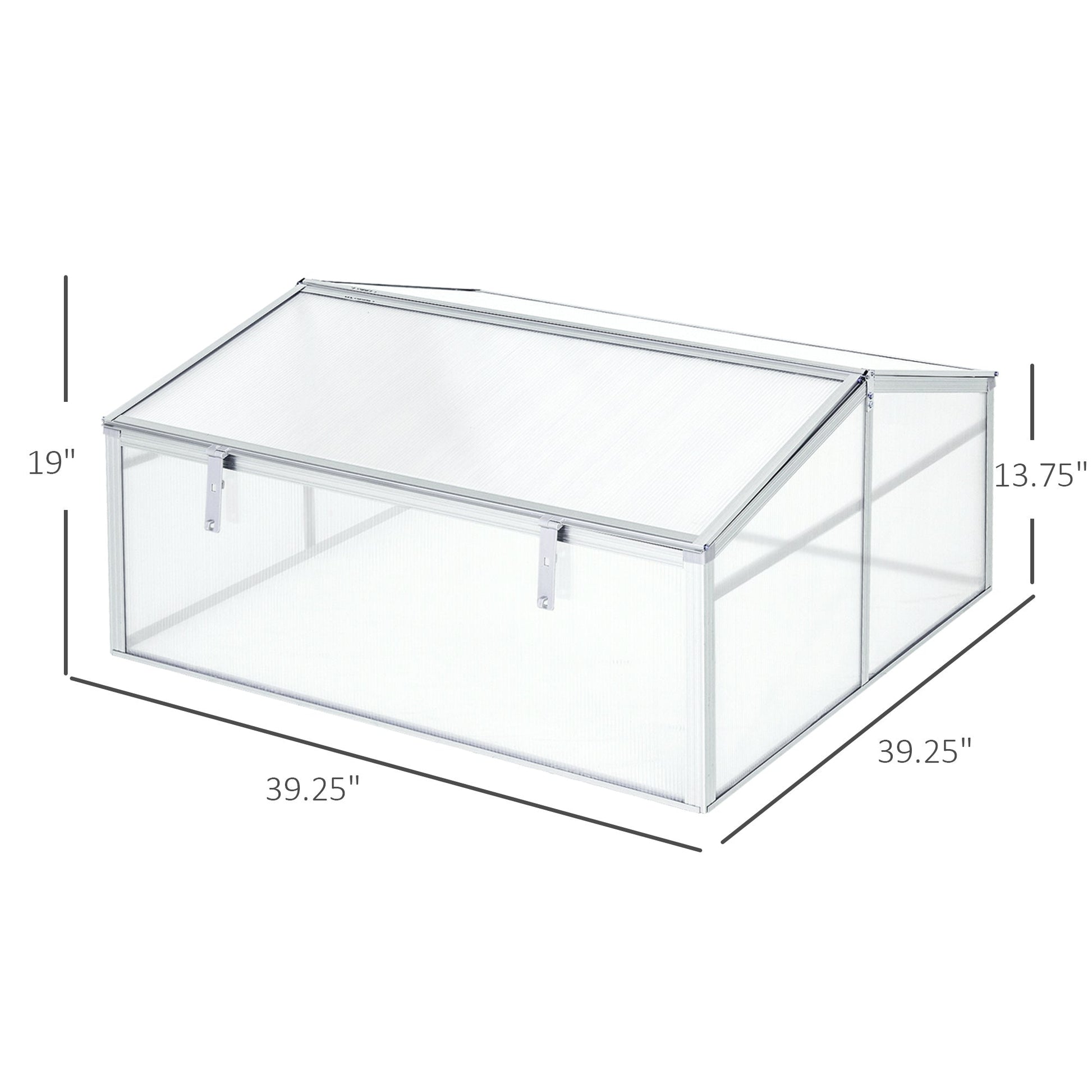 Aluminium Cold Frame Greenhouse Garden Portable Raised Planter with Openable Top for Indoor, Outdoor, Flowers, Vegetables, Plants, 39" x 39" x 19" at Gallery Canada