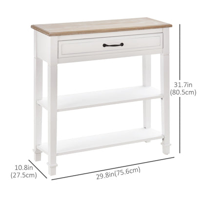 Console Table, Modern Entryway Table with Drawer and 2 Shelves, Sofa Table for Living Room, Hallway, White at Gallery Canada