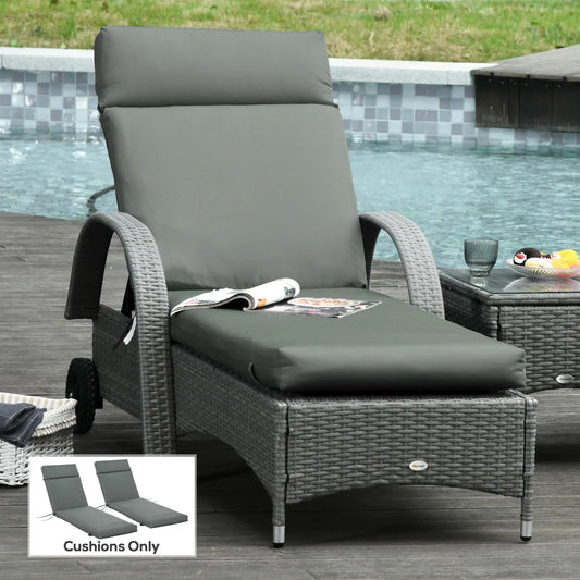 Outdoor Lounge Chair Cushion Set, 77.2" x 21.7", Dark Grey Patio Chair Cushions Dark Grey at Gallery Canada
