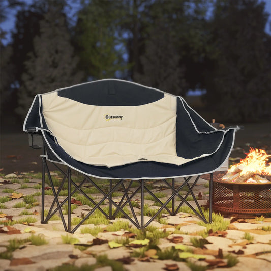 Portable Camp Chair, Double with Cup Holders, Carry Bag, 551 lbs, Khaki Picnic Tables & Camping Chairs Khaki at Gallery Canada