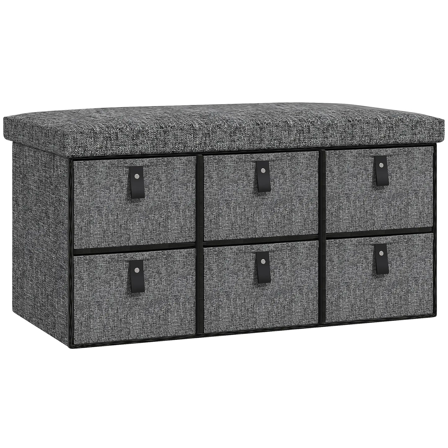 Shoe Bench with Seat, 6 Fabric Drawers, Charcoal Grey Shoe Storage Cabinets & Racks at Gallery Canada