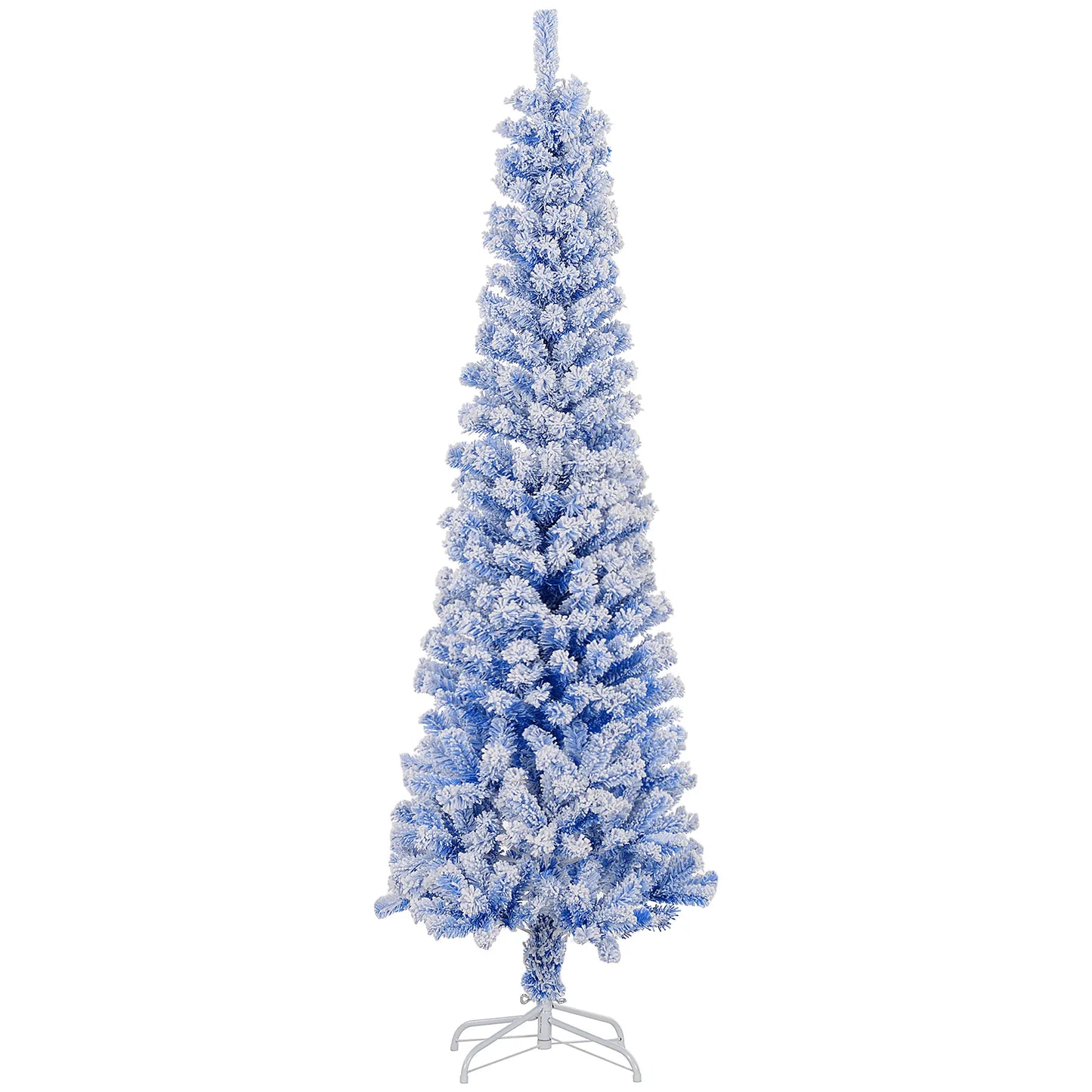 6ft Flocked Pencil Christmas Tree, Realistic Branch Tips, Blue Pencil Christmas Trees at Gallery Canada