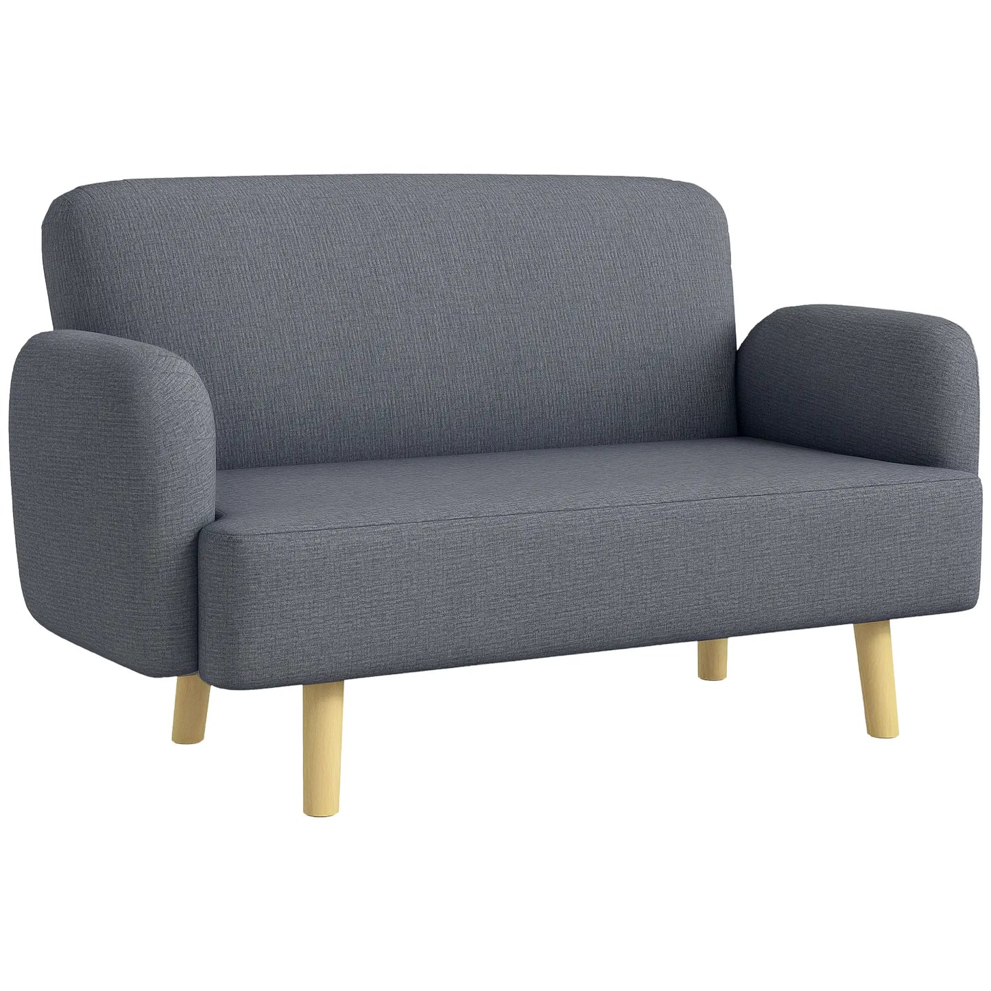 Velvet Fabric 2 Seater Sofa, Small Loveseat 8.3" Thick, Grey 2-Seater Sofas at Gallery Canada