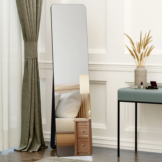 Full Length Mirror, Free Standing, Wood Frame, 15" x 61", Black Full Length Mirrors Black at Gallery Canada