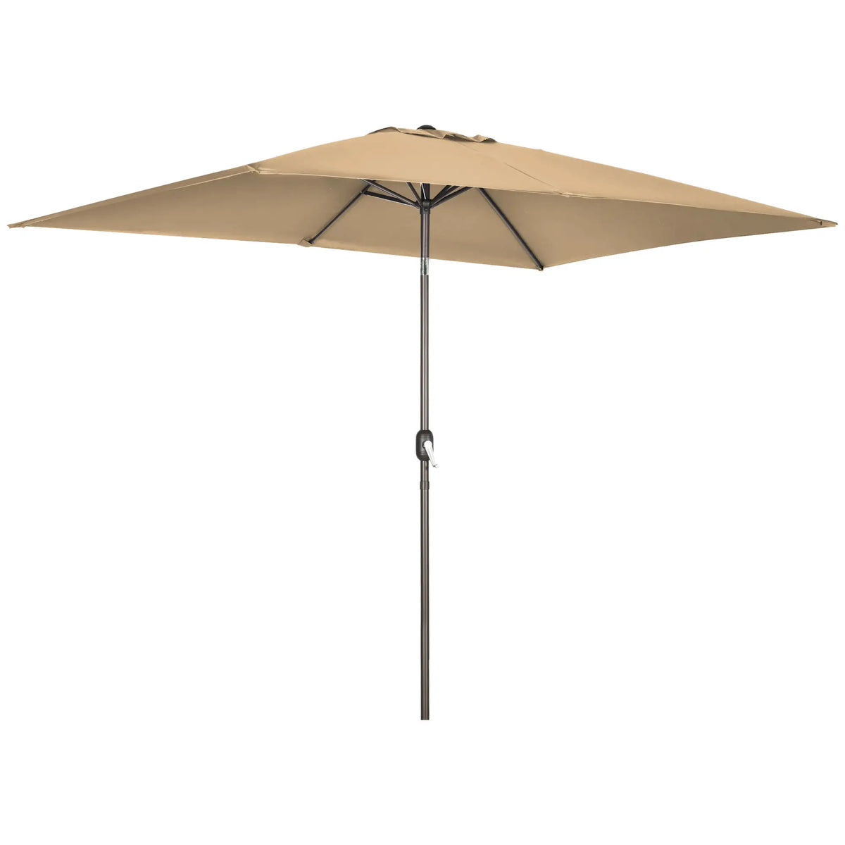 6.5x10ft Rectangle Patio Umbrella, Aluminum Frame, Crank Handle, Tan Sun Umbrellas at Gallery Canada