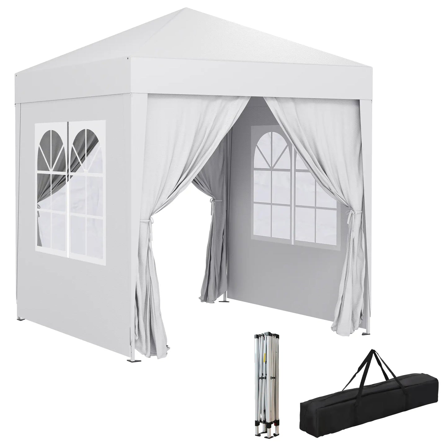 6.6'x6.6' Pop Up Canopy Tent, Instant Sun Shelter Gazebo, White Pop Up Canopies at Gallery Canada
