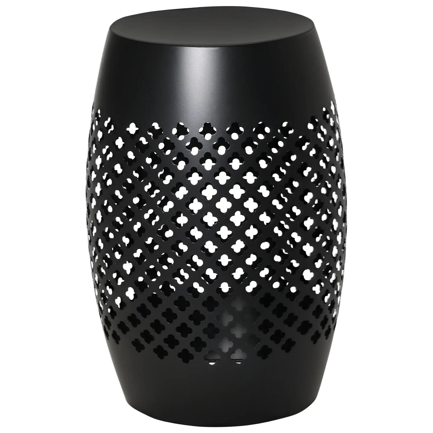 12.5" Steel Round Hollow Drum Side Table, Indoor Outdoor, Black Patio Side Tables at Gallery Canada
