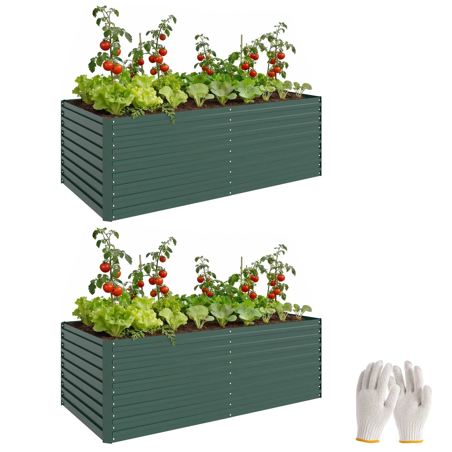 Set Of 2 Galvanised Raised Garden Bed, 6 x 3 x 2 ft, Green Galvanized Planter Boxes at Gallery Canada