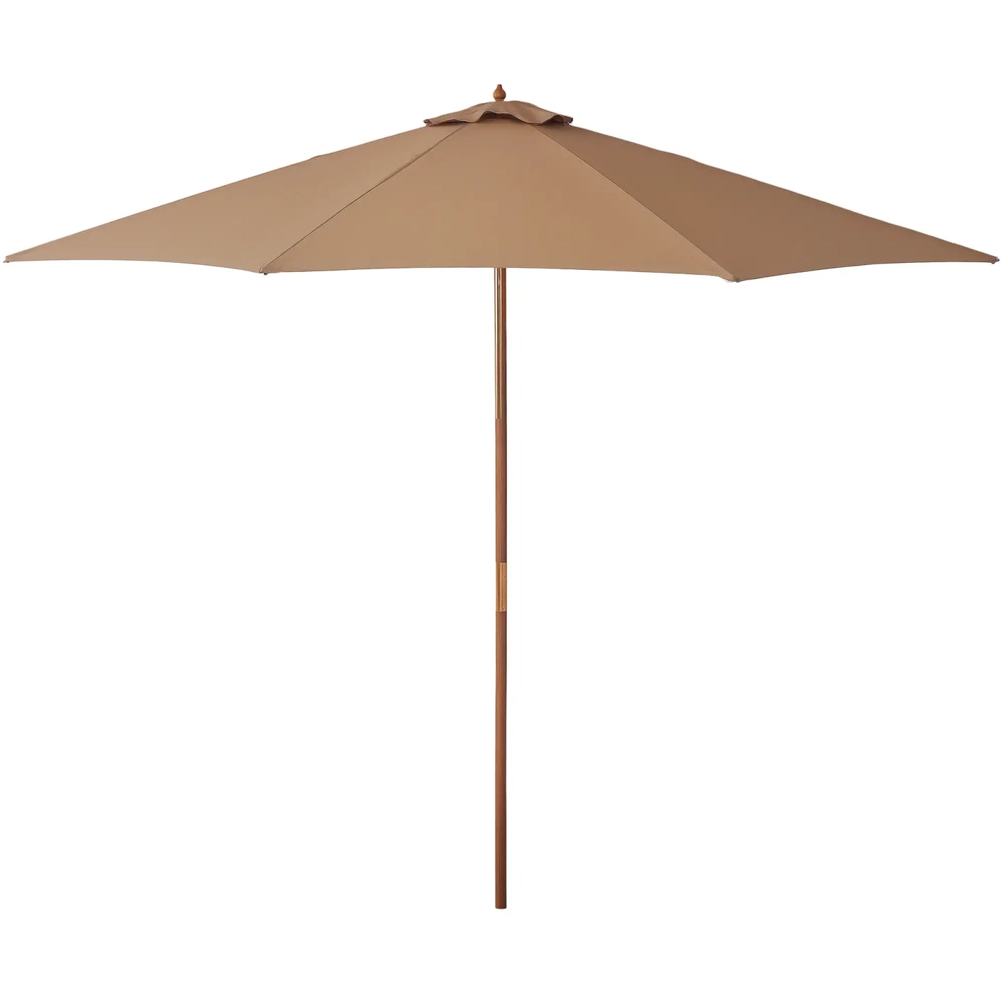 10' x 8' Khaki Wooden Patio Umbrella, Garden Parasol, Outdoor Sunshade, Khaki