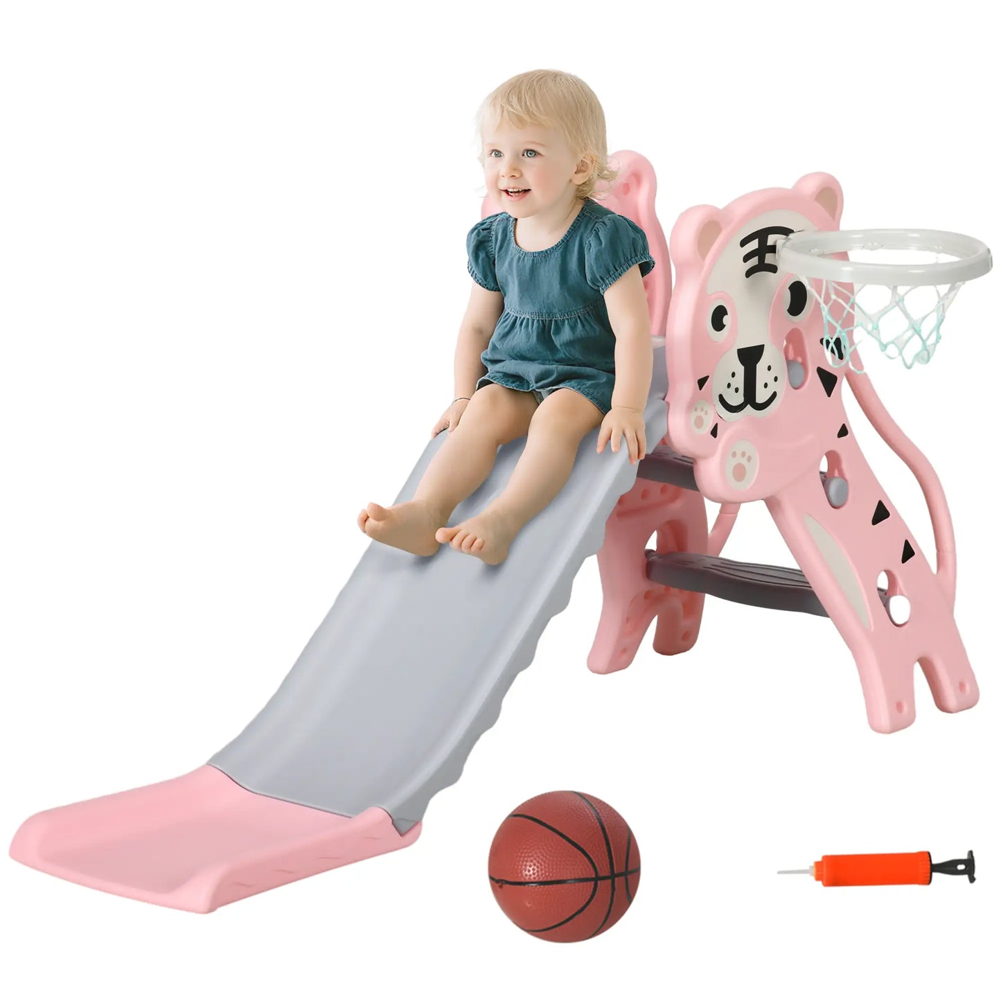 3 in 1 Toddler Slide, Basketball Hoop, Climber, 18-36 Months, Pink Gym Sets & Swings at Gallery Canada