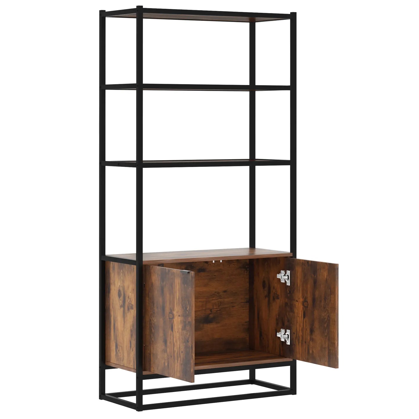 Storage Cabinet, 3 Open Shelves, Freestanding Organizer, Brown