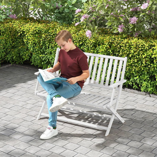 46.5" Foldable Wood Outdoor Bench, Backrest and Armrests, White Patio Chairs White at Gallery Canada