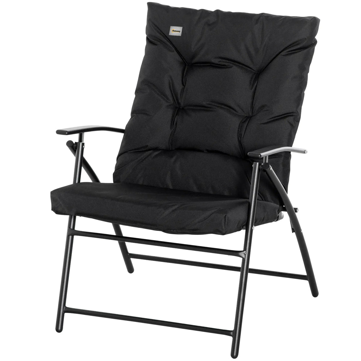 Foldable Lounge Chair Fabric Upholstered Recliner Outdoor Lounger, Black Patio Chairs at Gallery Canada