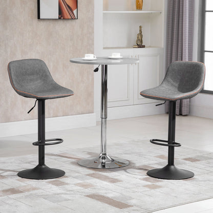 Bar Stools Set of 2, Swivel Counter Height Bar Stools, Adjustable Bar Chair with Back and PU Leather Upholstery for Kitchen and Home Bar, Grey at Gallery Canada