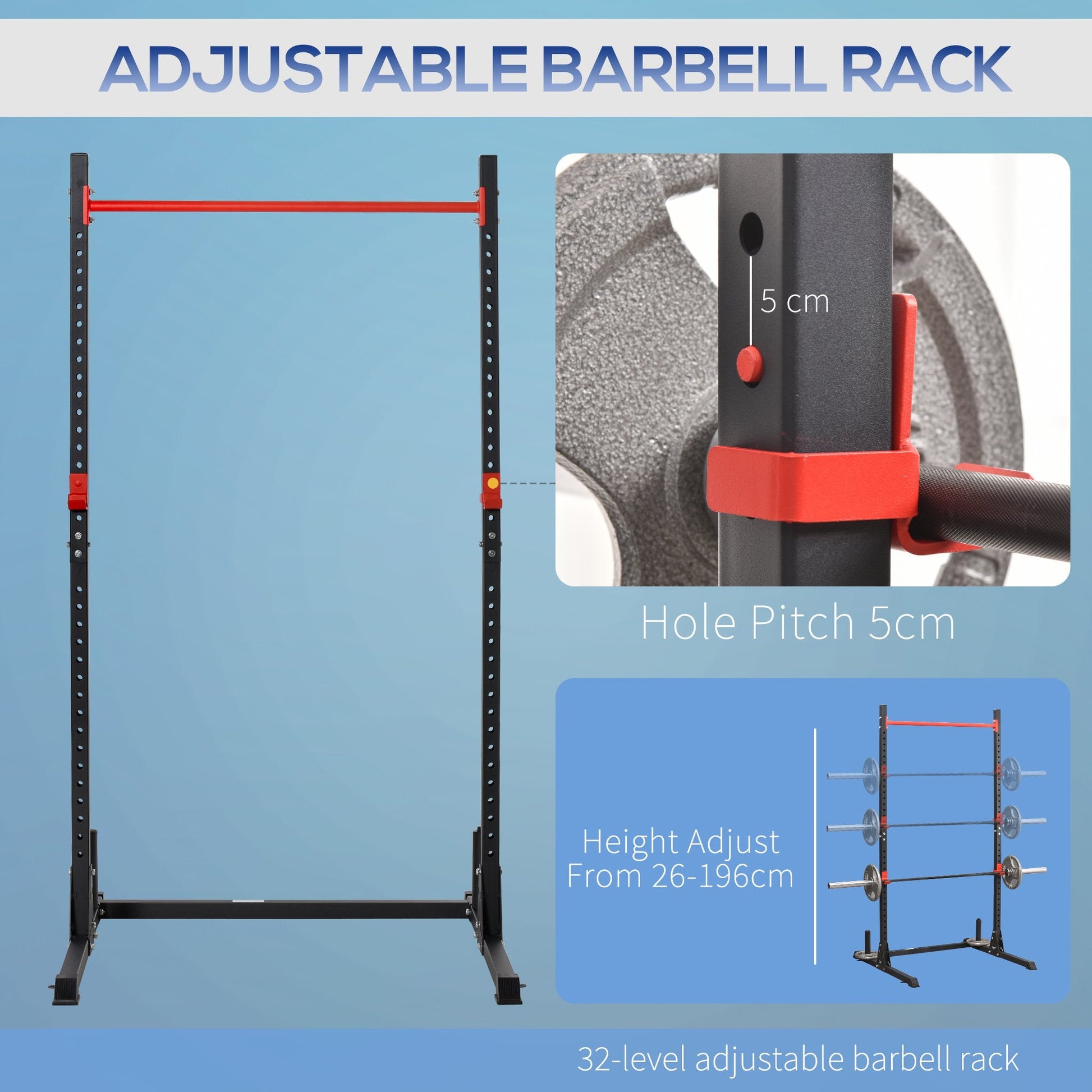 Adjustable Barbell Power Rack Squat Stand Strength Training Fitness Pull Up Weight Cage Home Gym Black at Gallery Canada