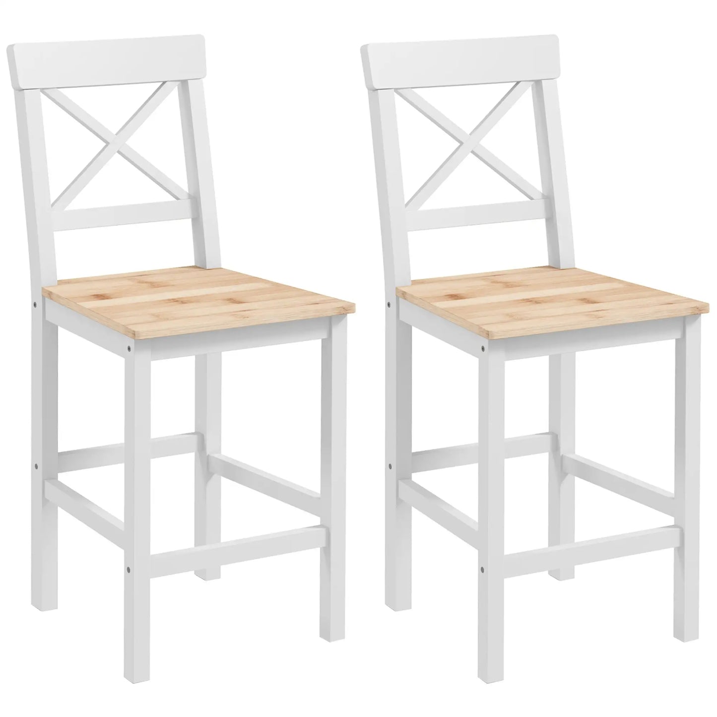 Counter Height Stools Set of 2, Farmhouse Bar Stools with Backs, Solid Wood Bar Stools at Gallery Canada
