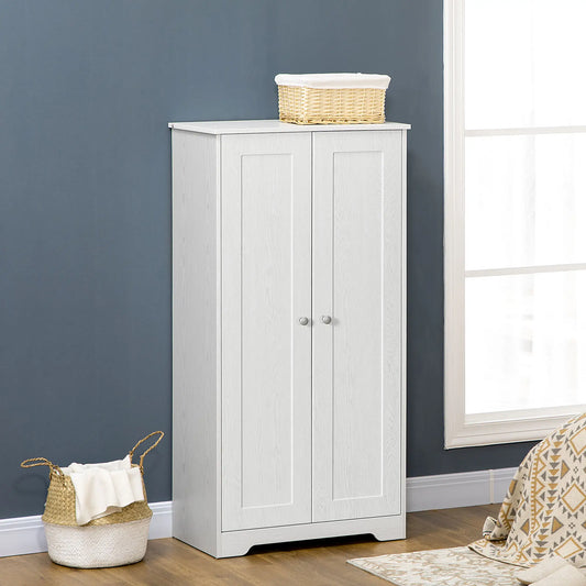 Kitchen Storage Cabinet, 2 Door Pantry with Adjustable Shelves, Distressed White, White Storage Cabinets Distressed White at Gallery Canada