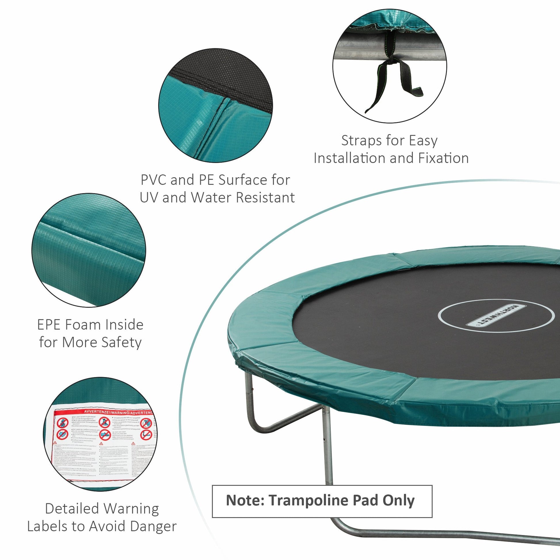 14FT Trampoline Pad Φ168" Trampolining Replacement Jump Bounce Exercise GYM Pad Only (Green) at Gallery Canada