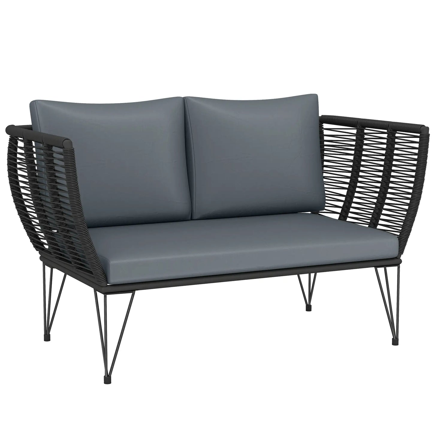 Outdoor Patio Sofa, 2 Seater Loveseat With Cushions, Light Grey Patio Furniture Sets at Gallery Canada