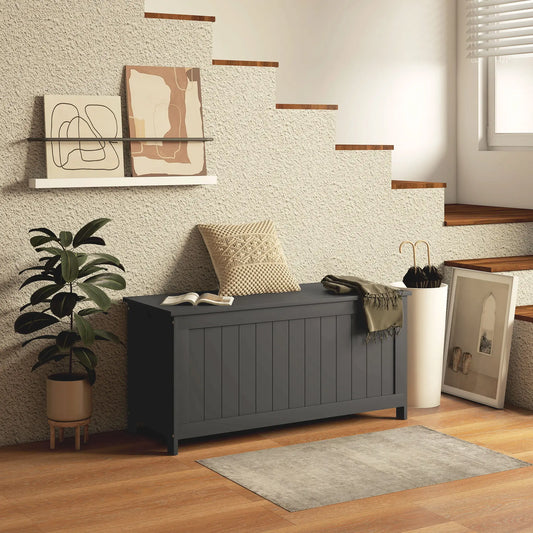 Storage Trunk, Modern Entryway Bench with Side Handles, Black Storage Ottomans & Benches Black at Gallery Canada