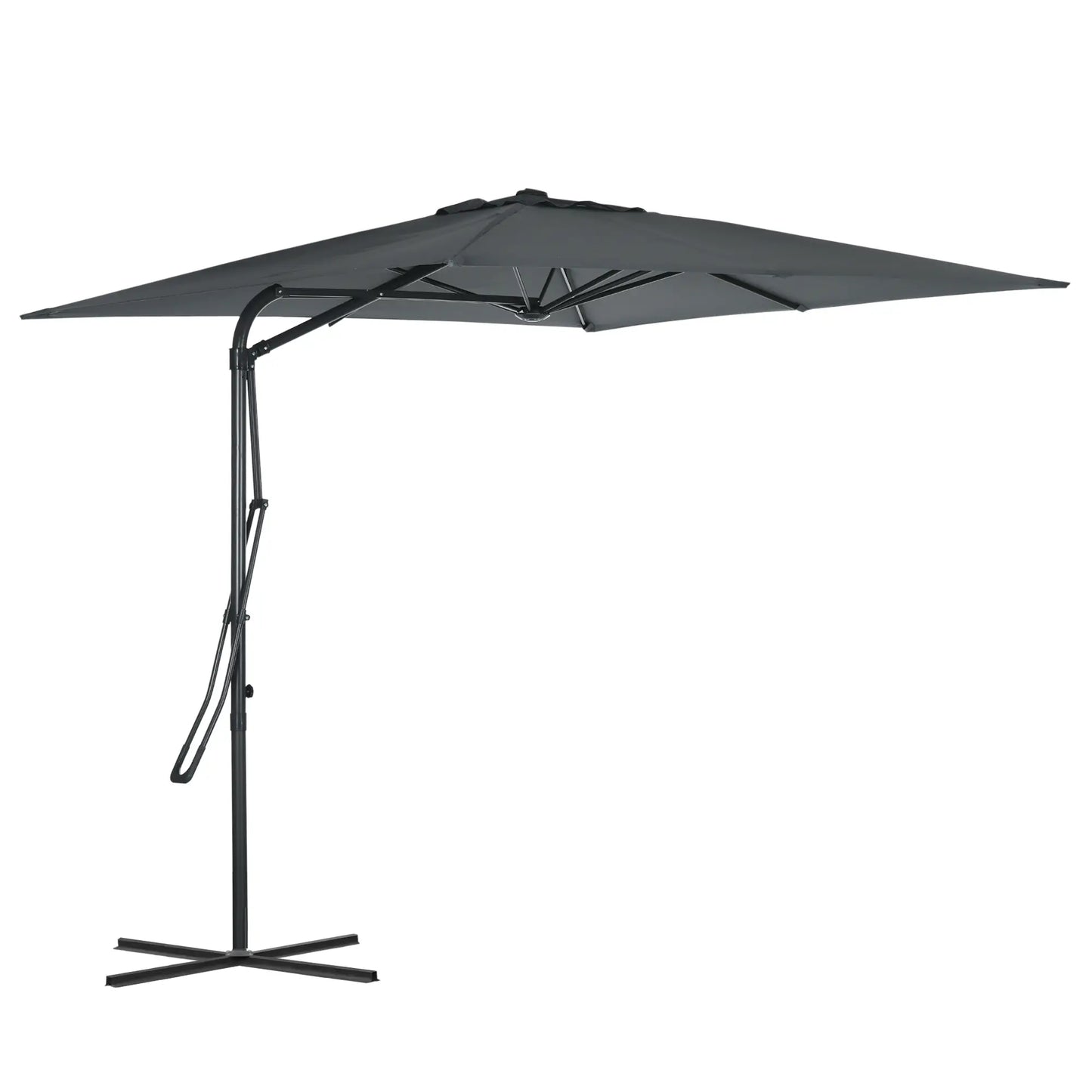 8FT Cantilever Patio Umbrella, Offset with Cross Base, Dark Gray Cantilever Umbrellas at Gallery Canada