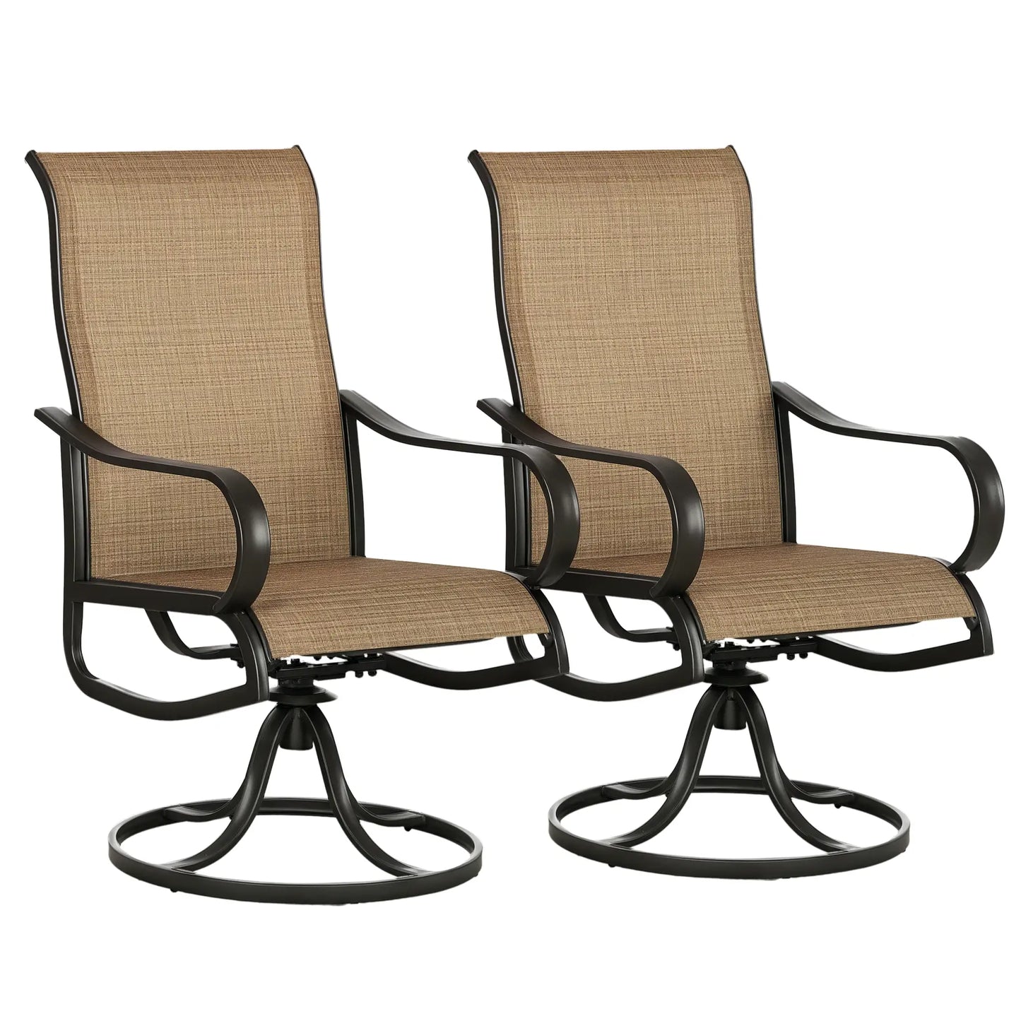 2-Piece Swivel Patio Dining Chairs, 360° Rocking, Brown Patio Chairs at Gallery Canada