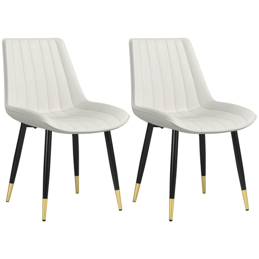Dining Chairs Set of 2, Modern Kitchen Chair with PU Leather Upholstery and Steel Legs for Living Room, Bedroom, Cream at Gallery Canada