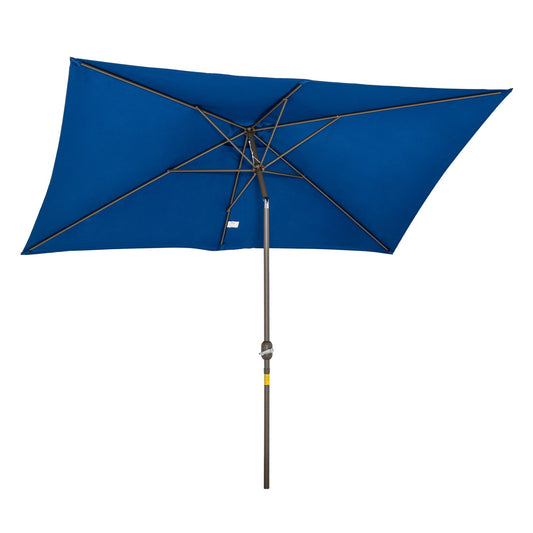 6.5x10ft Patio Umbrella Rectangle Aluminum Tilt Garden Market Parasol Outdoor Sunshade Canopy with Crank (Dark blue) - Gallery Canada