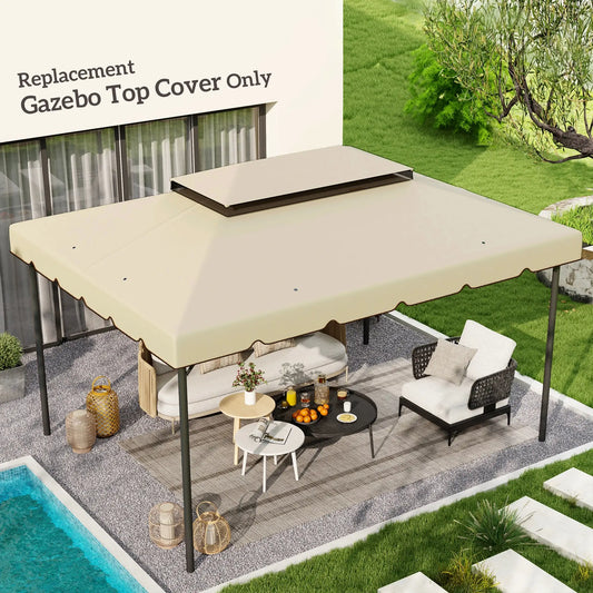 13' x 10' Gazebo Replacement Canopy, Double Vented Roof, Beige Gazebo Canopy Replacement Beige at Gallery Canada