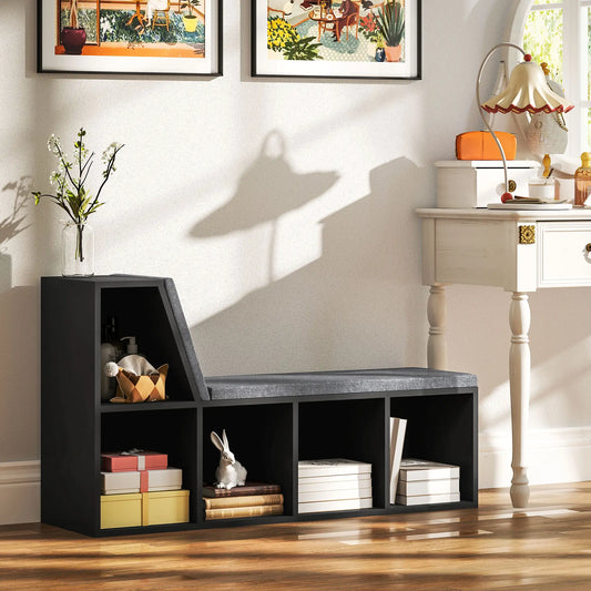 5-Cube Bookshelf with Storage, Cushioned Nook, Distressed, Black Bookshelves & Bookcases Distressed Black, Grey at Gallery Canada