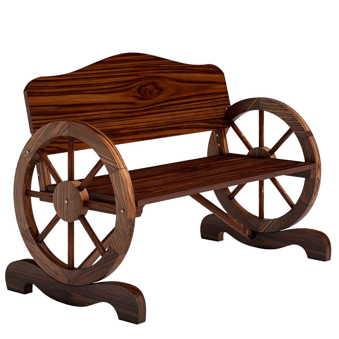 Wooden Outdoor Bench, Garden Patio Loveseat, 528LBS Capacity, Carbonized Outdoor Benches at Gallery Canada