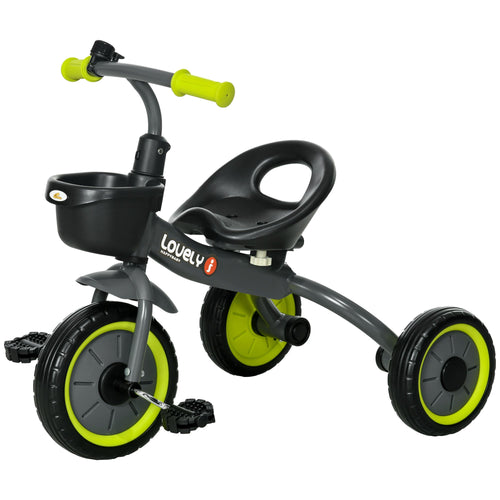 Tricycle for Toddler 2-5 Year Old Girls and Boys, Toddler Bike with Adjustable Seat, Basket, Bell, Black