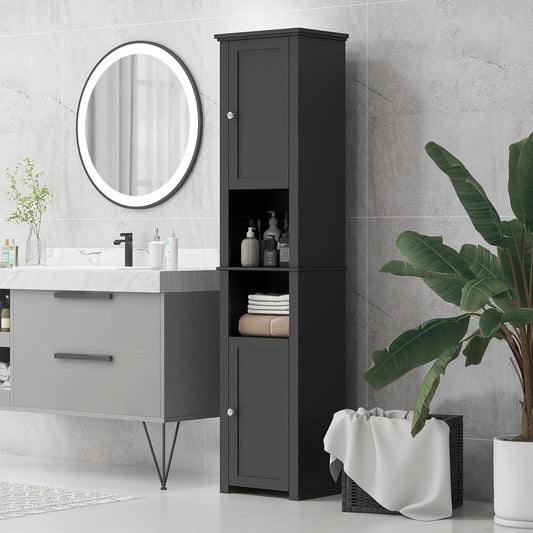 Tall Medicine Cabinet, Freestanding Bathroom Storage, Black