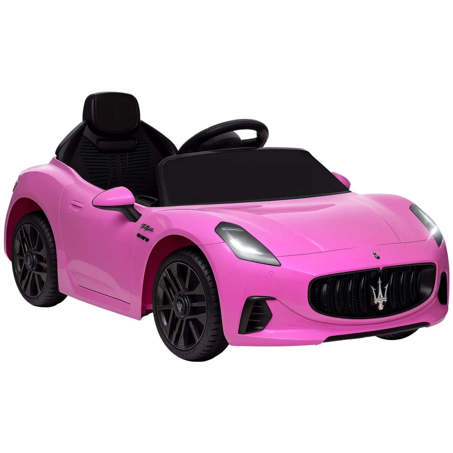 12V Maserati Gran Turismo Licensed Kids Electric Car w/ Remote Control, Soft Start, LED Lights, Music, Horn, MP3, Pink Electric Toy Cars at Gallery Canada