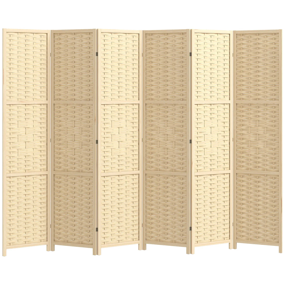 6-Panel Room Divider, 5.6 FT Freestanding Folding Privacy Screen, Natural Wood Room Dividers at Gallery Canada