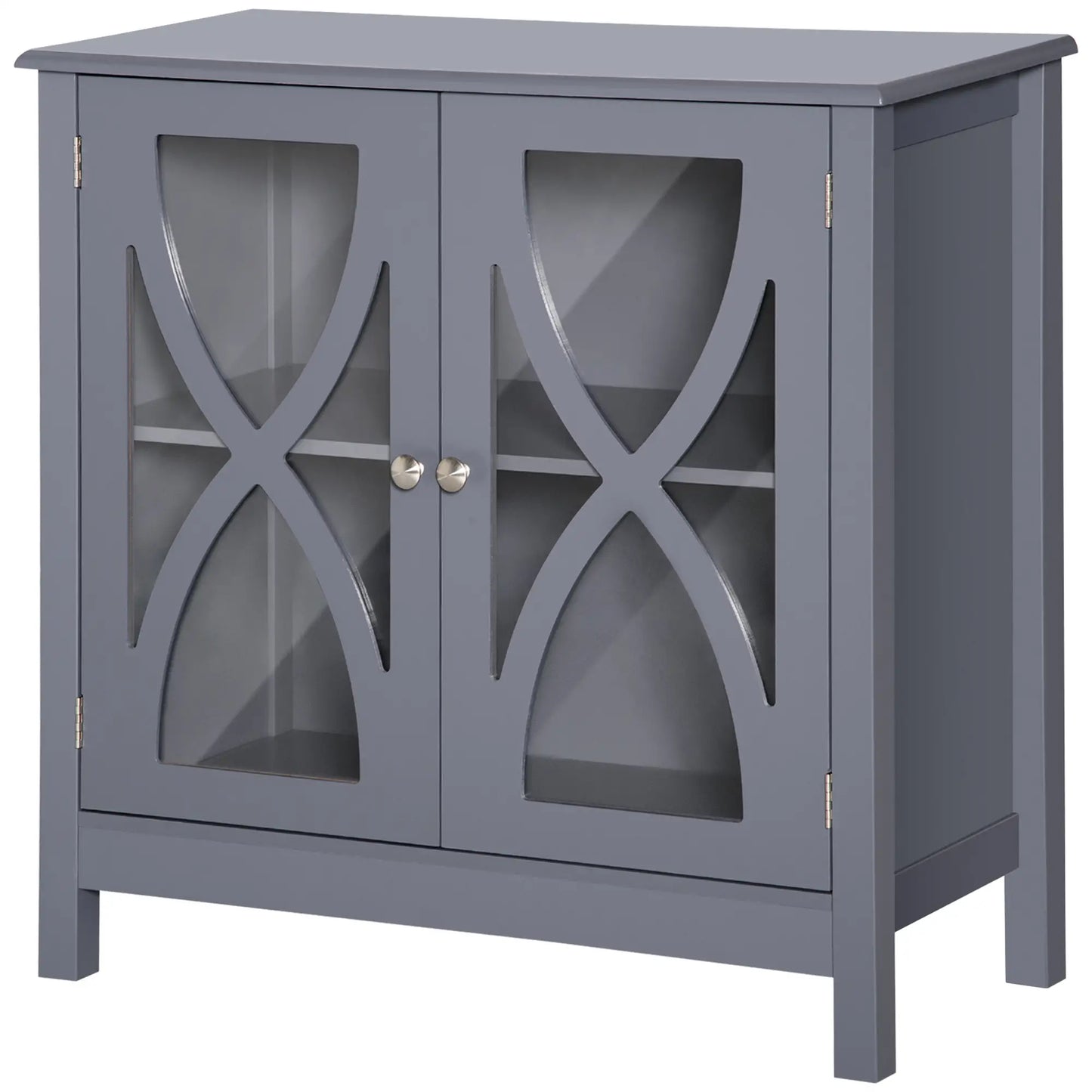 Glass Door Buffet Cabinet, Adjustable Shelf, 60cm, Grey Bar Cabinets at Gallery Canada