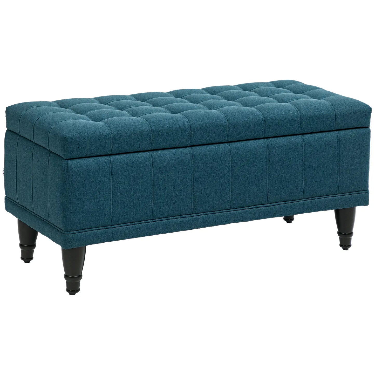 Linen Storage Ottoman, Button Tufted Bench for Bedroom, Blue Storage Ottomans & Benches at Gallery Canada
