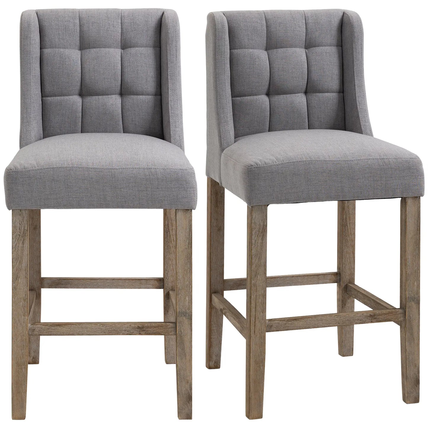 Modern Tufted Upholstered Counter Stools, Set of 2, Kitchen, Grey Bar Stools at Gallery Canada