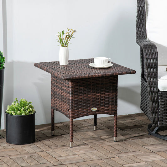 20" Patio Wicker Coffee Table, Outdoor, Mixed Brown Patio Side Tables Black, Mixed Brown at Gallery Canada
