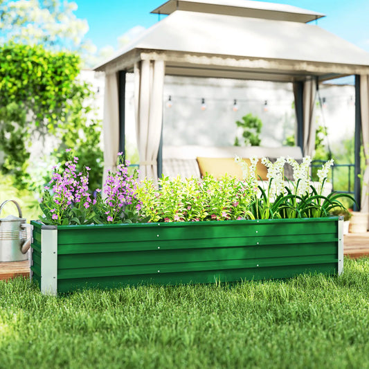 6' x 1.5' x 1.3' Galvanized Raised Garden Bed, Large Metal Planter Box, Green Galvanized Planter Boxes Green at Gallery Canada