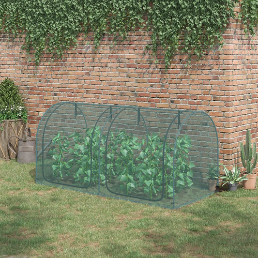 8' x 4' Crop Cage, Plant Protection Tent, 2 Zippered Doors, 4 Stakes, Dark Green Walk In Greenhouses Dark Green at Gallery Canada