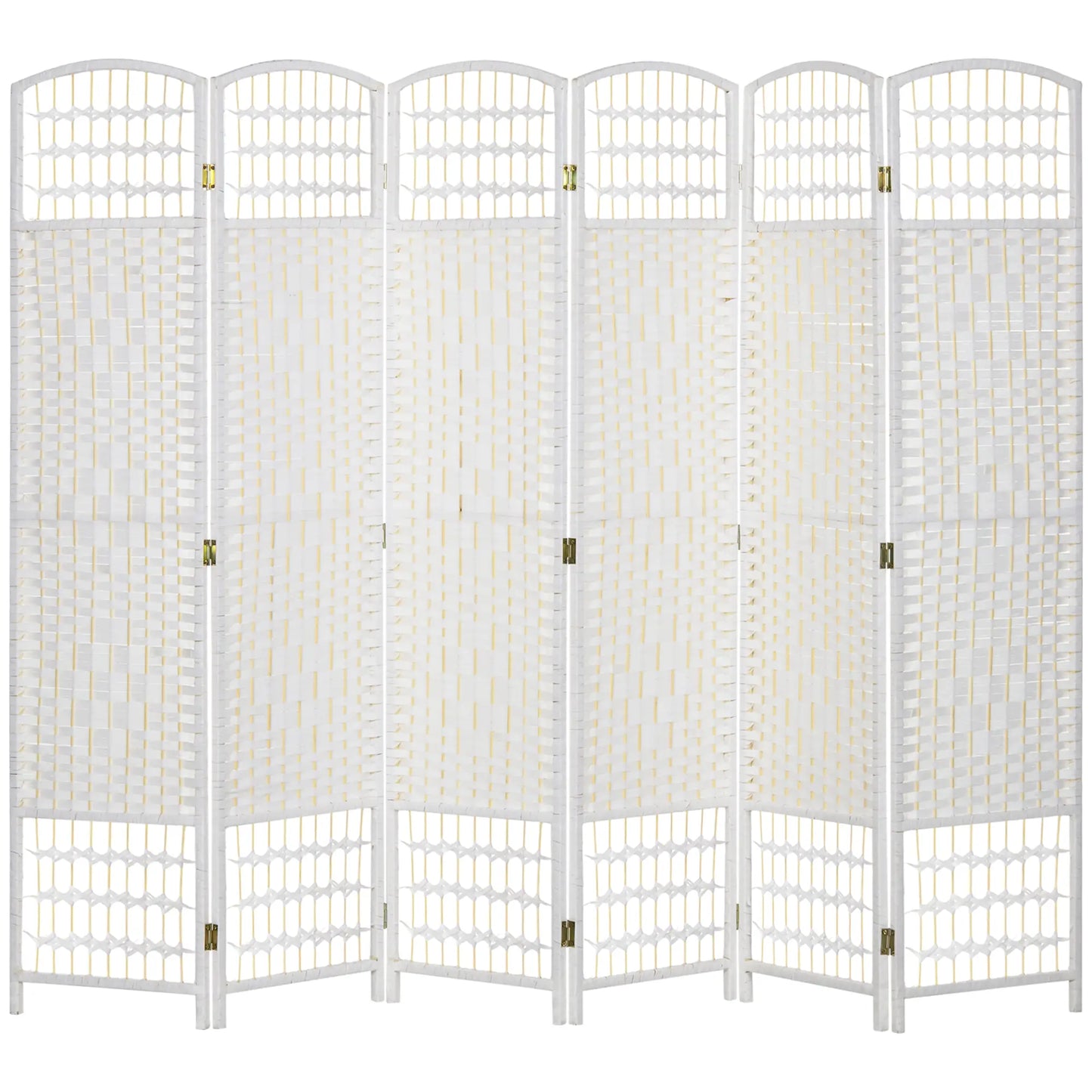 6 Panel Folding Room Divider, Portable Privacy Screen, White Room Dividers at Gallery Canada