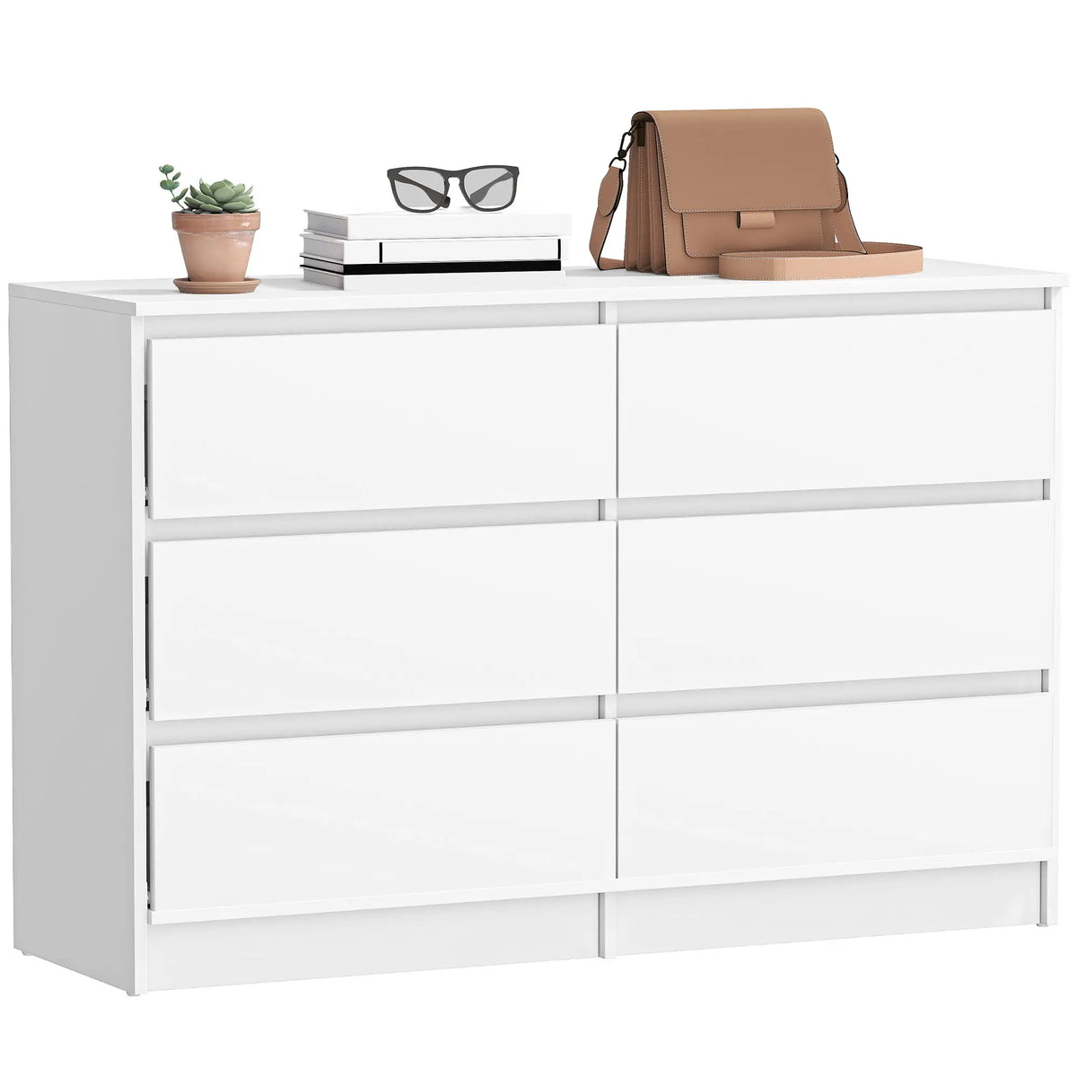 Wide 6 Drawer Dresser, Modern Clothes Storage Organizer, White Storage Cabinets at Gallery Canada