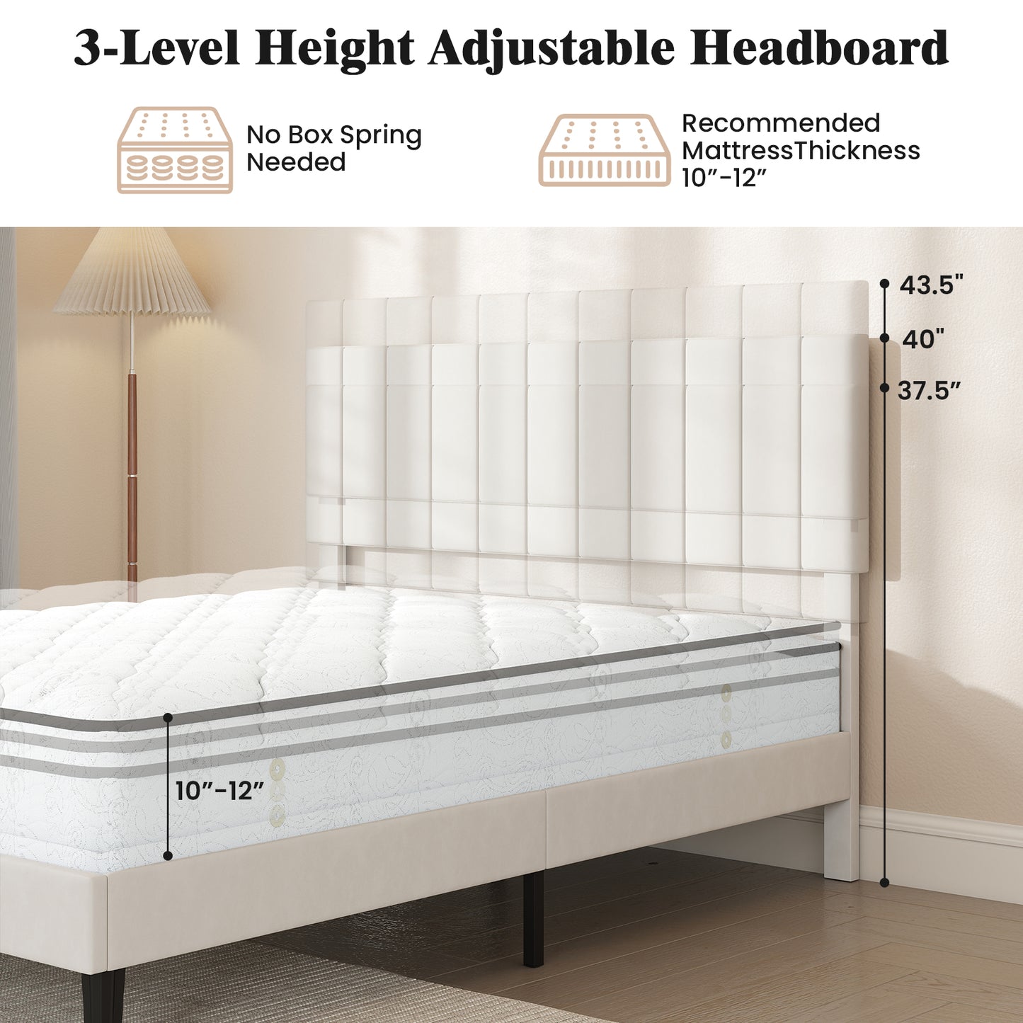 Queen Size Velvet Upholstered Platform Bed Frame Simple Bed Frame at Gallery Canada