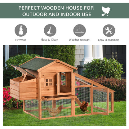 69" Chicken Coop Wooden Hen House Rabbit Hutch Poultry Cage Pen Outdoor Backyard with Outdoor Run Resting Nesting Box Removable Tray Waterproof Asphalt Roof Lockable Door Yellow and Green at Gallery Canada