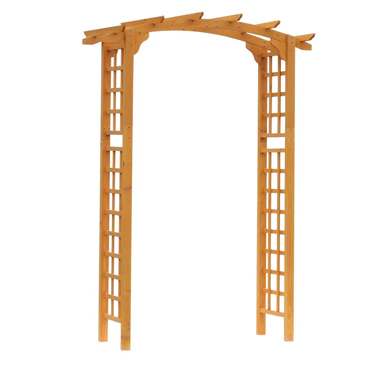 7.5FT Wood Garden Arch Trellis, Round Pergola Arbor, Yellow Garden Arches at Gallery Canada