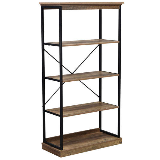 4-Tier Industrial Bookshelf, Floor Standing Display Shelf, Bookcase with Metal Frame and Storage Shelving unit for Home Office, Living Room, Bedroom, Brown at Gallery Canada