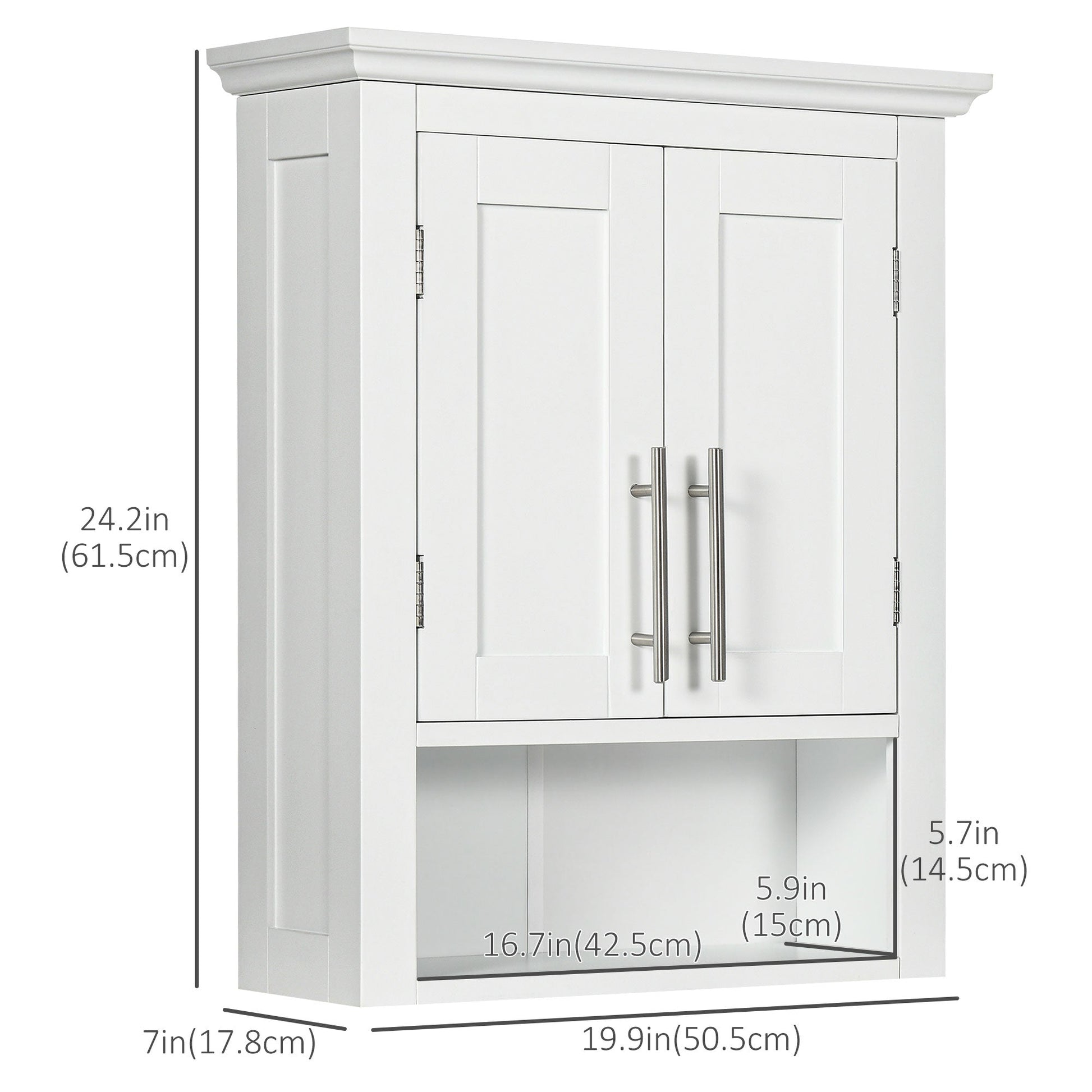 Bathroom Wall Cabinet, Medicine Cabinet, Over Toilet Storage Cabinet with Shelf for Living Room and Entryway, White at Gallery Canada